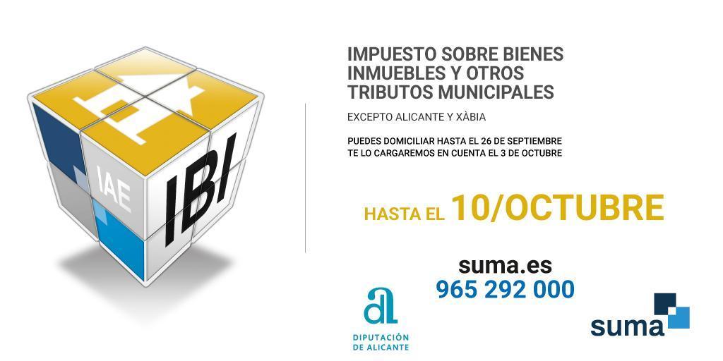 Ya está abierto el período voluntario de pago del IBI y otros impuestos municipales hasta el 10 de octubre