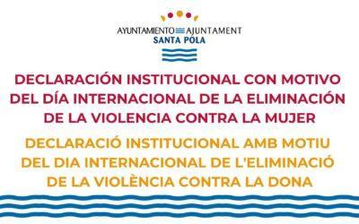 Declaración institucional de la Corporación Municipal con motivo del Día Internacional de la eliminación de la violencia contra la mujer