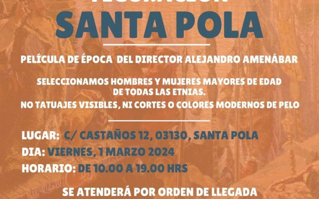 Càsting a Santa Pola este divendres per a figuració en la pel·lícula “El Captiu” d’Amenábar