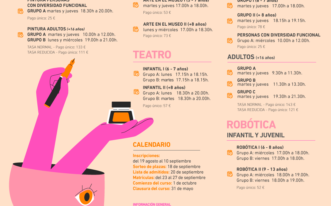 El 19 de agosto se abre el plazo de inscripción a los cursos y talleres de la Casa de Cultura de Santa Pola