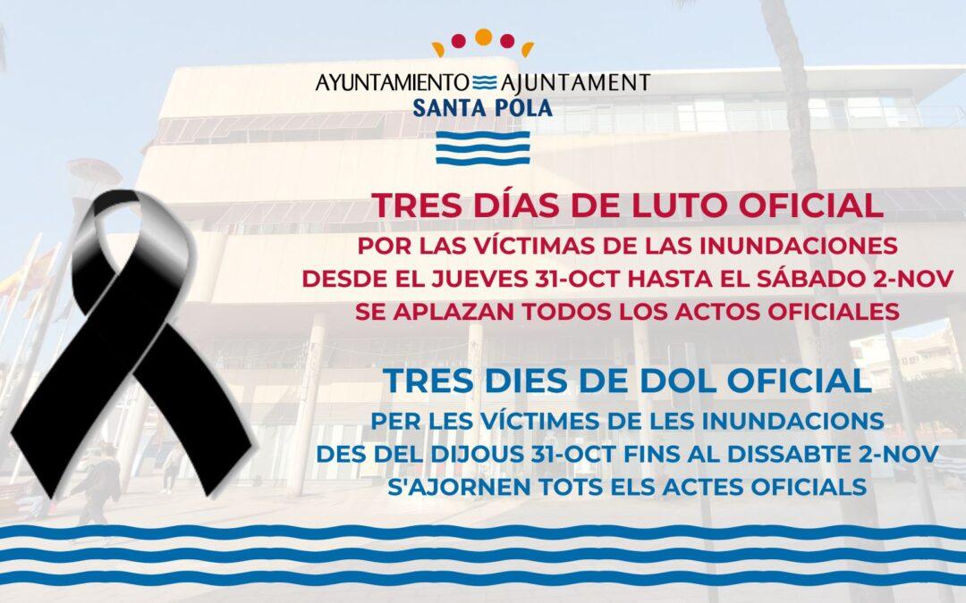 Santa Pola se suma a los tres días de luto oficial por las víctimas de las inundaciones