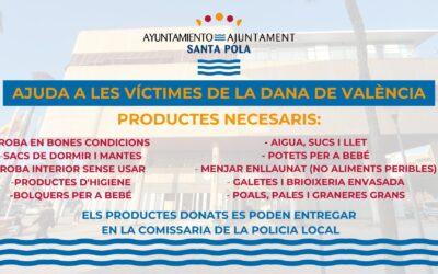 Els santapolers poden portar els productes d’ajuda als damnificats de València a la Policia Local