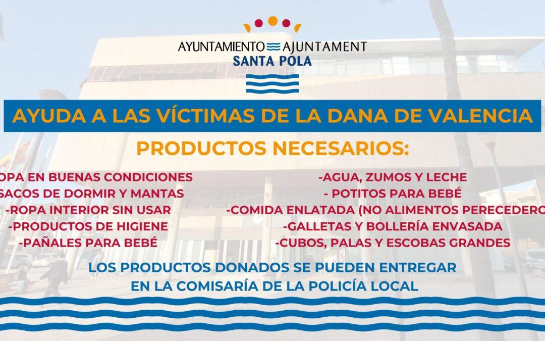 Los santapoleros pueden llevar los productos de ayuda a los damnificados de Valencia a la Policía Local