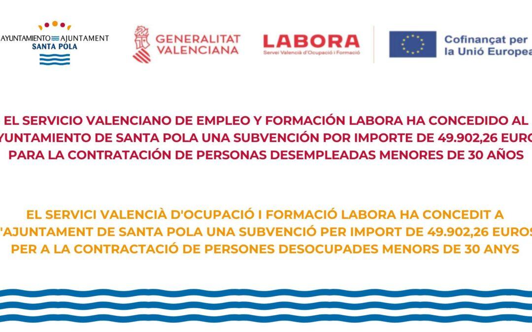 Subvención de 49.902,26 euros de LABORA para la contratación de desempleados menores de 30 años – EMPUJU 2024