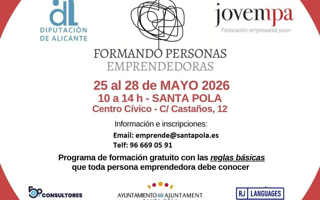 Santa Pola Emprende pone en marcha una nueva edición del curso gratuito “Formando Personas Emprendedoras”