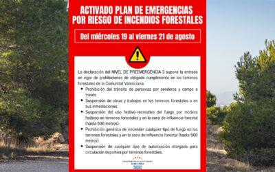 Entramos en nivel de preemergencia 3 por riesgo extremo de incendios forestales