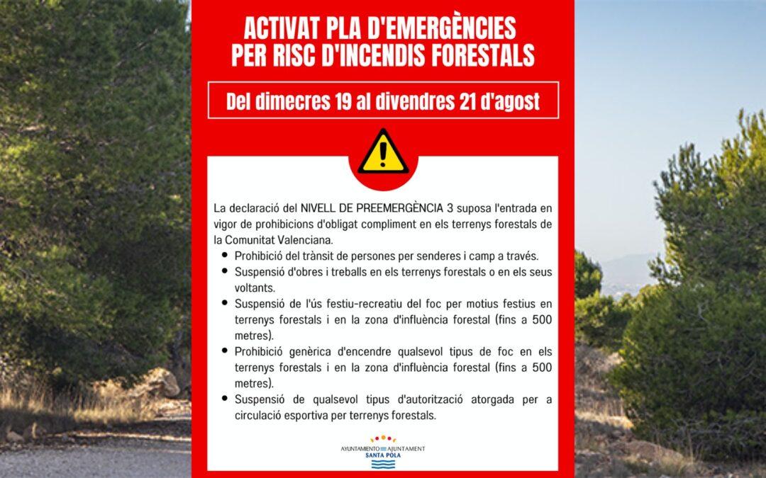 Entrem en nivell de preemergència 3 per risc extrem d’incendis forestals