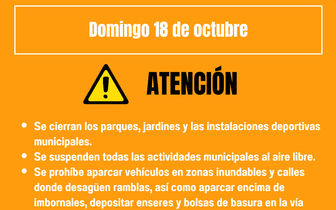 Alerta naranja por lluvias y tormentas este domingo 18 de octubre
